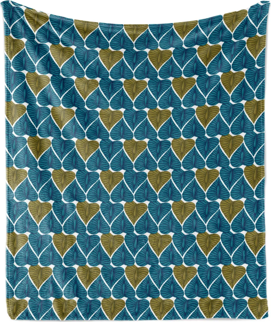 Coperta Design Tropicale 175x230 ABAKUHAUS - Pile Flanella Blu Verde