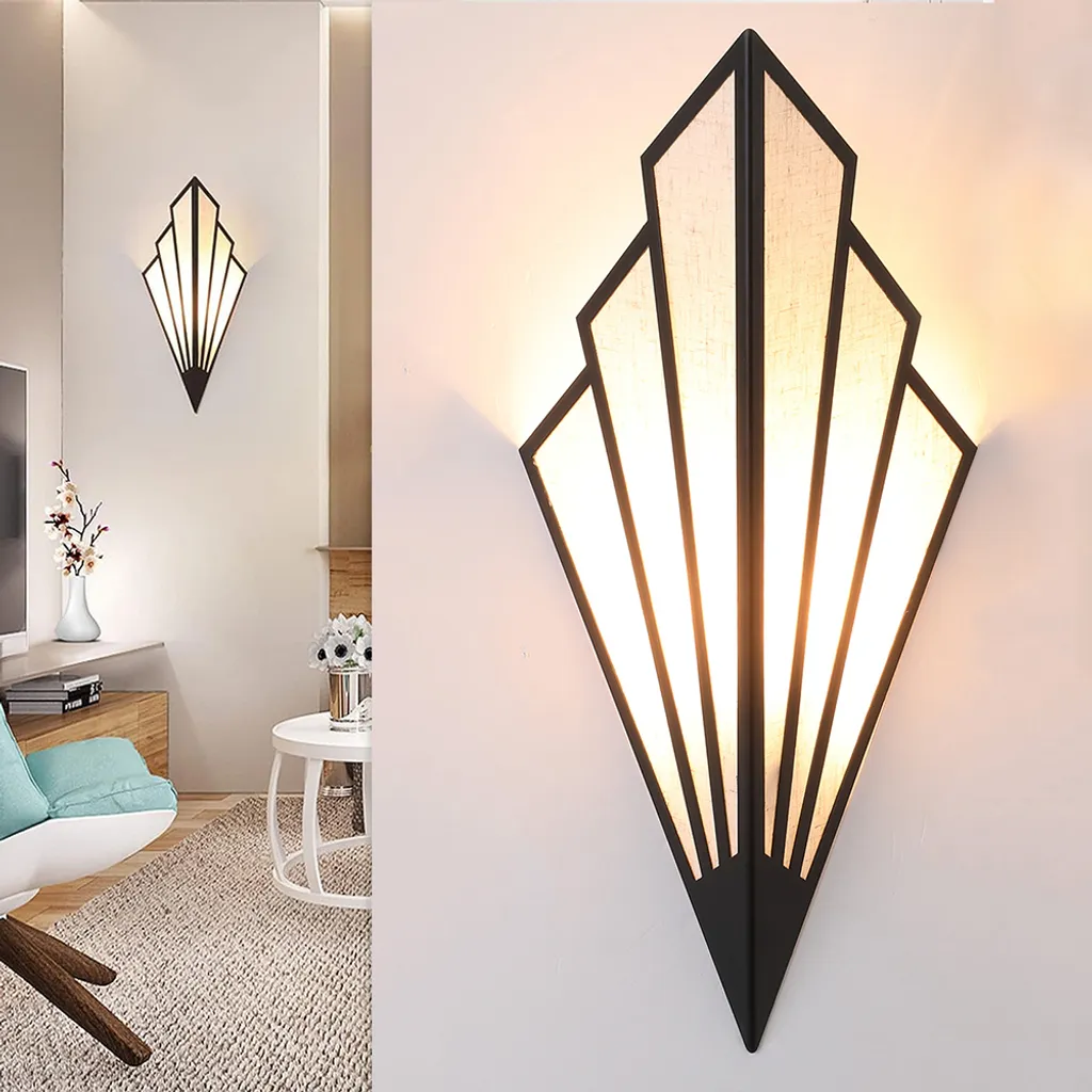 Lampada da Parete Moderna LED Ferro Nero e Lino | Applique Interni 230V