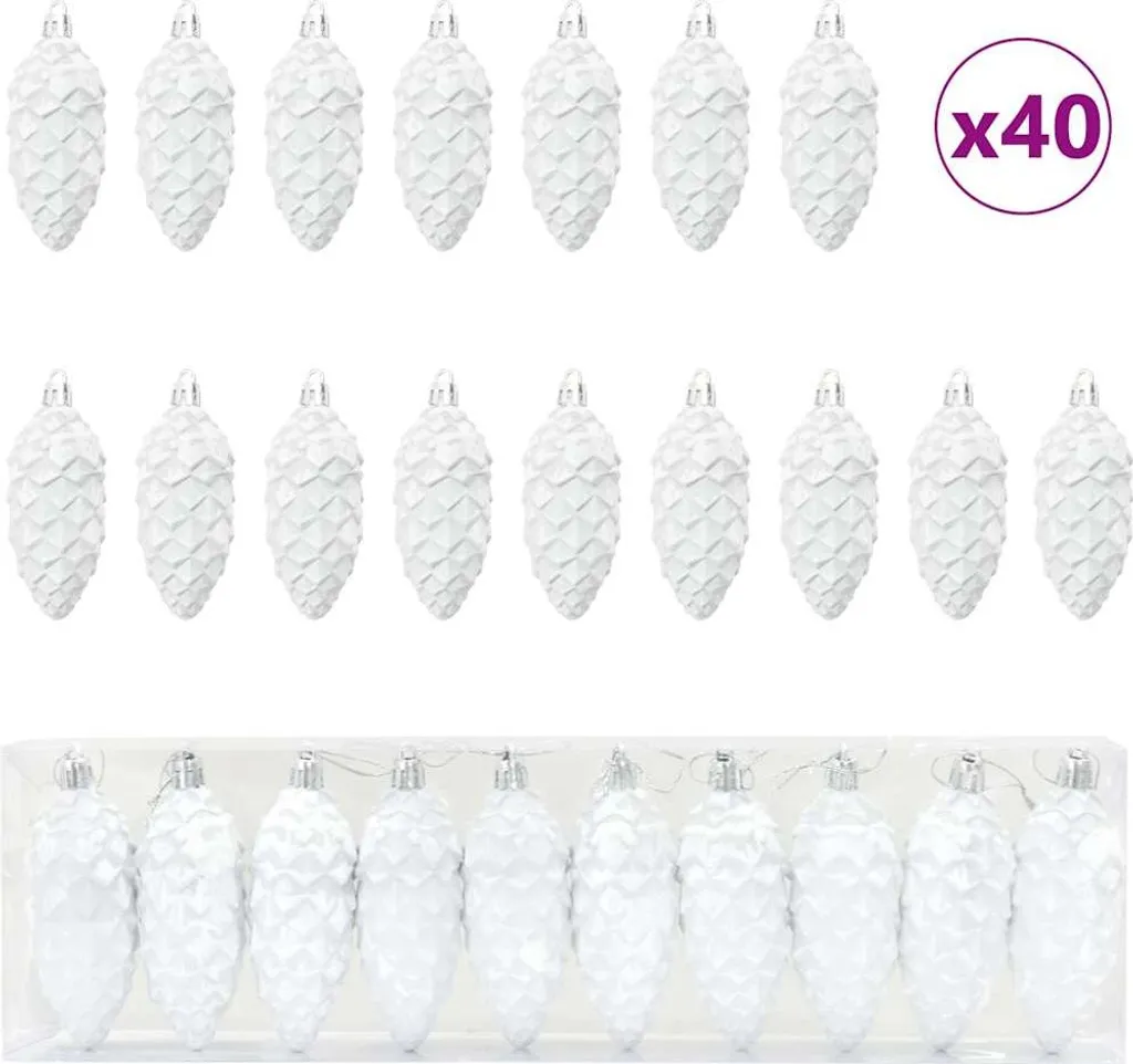 Déco Sapin Noël Pomme de Pin Blanche 40 pcs : Ambiance Scandinave