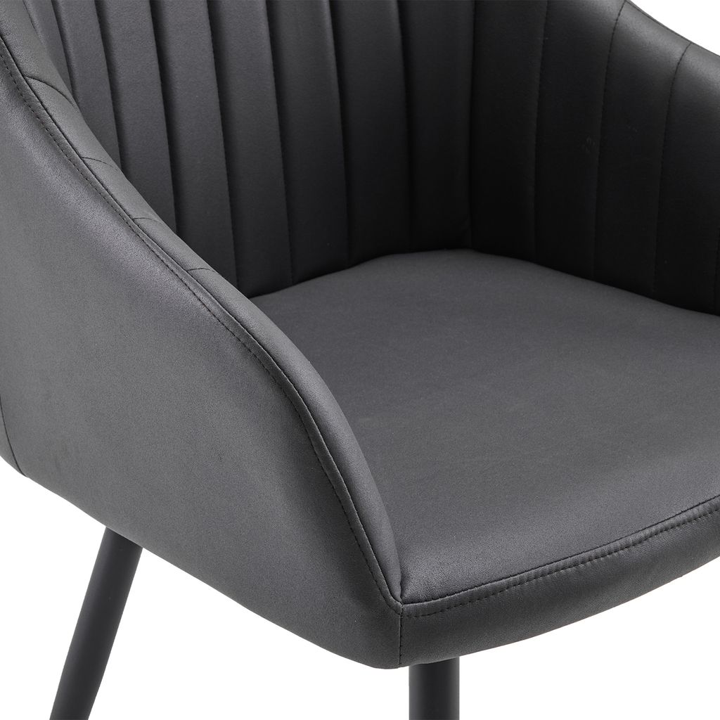 [en.casa] Esszimmerstuhl Birmingham Mit Armlehnen – Dunkelgrauer Polsterstuhl Mit Metallbeinen, 81x57x53 Cm, Bis 180 Kg Belastbar