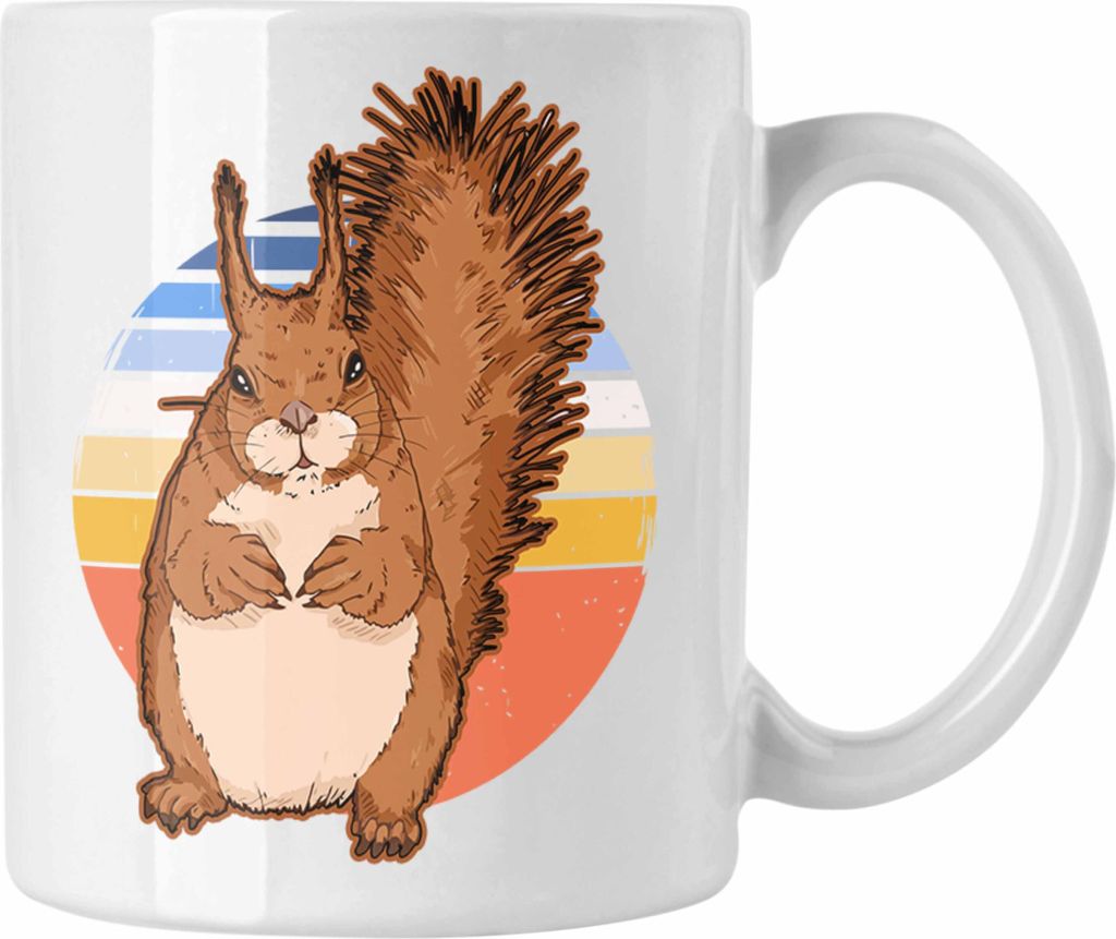 Trendation - Eichhörnchen Tasse Geschenk Grafik Vintage für Eichhörnchen Liebhaber Geschenkidee Lustige Tasse (Weiß)