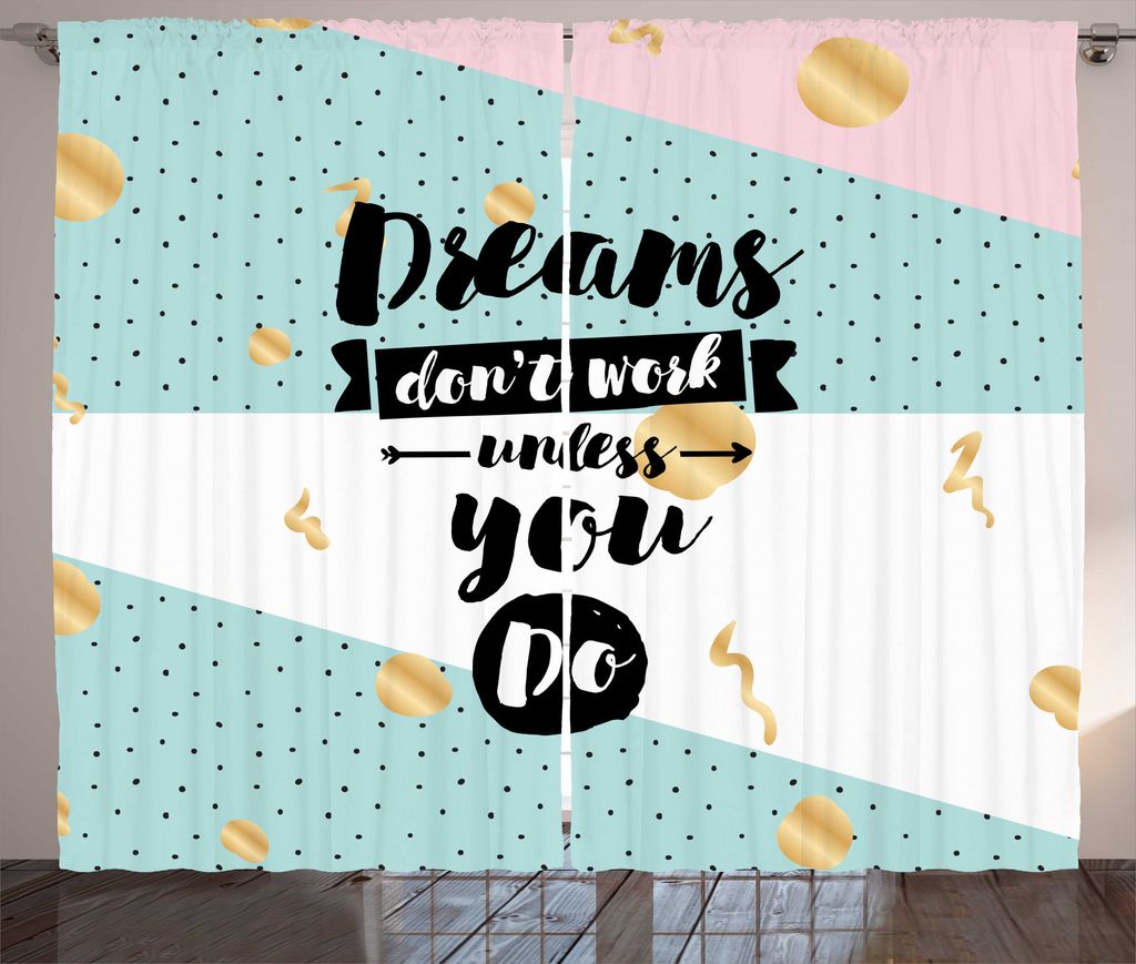 ABAKUHAUS Traum Rustikaler Gardine, Wörter Abstrakte Hipster Retro, Schlafzimmer Kräuselband Vorhang mit Schlaufen und Haken, 280 x 175 cm, Mehrf...