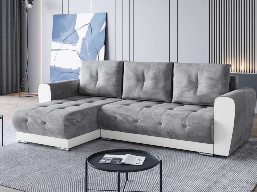 BroMARKT Ecksofa DOMI Schlaffunktion Bettkasten L-Form Produktbild 