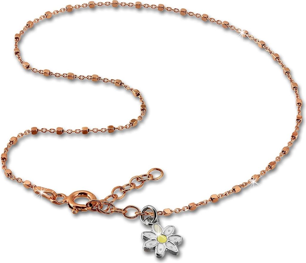 SilberDream Damen-Fußkette 27cm Silber 333er rosevergoldet Blümchen SDF2204E