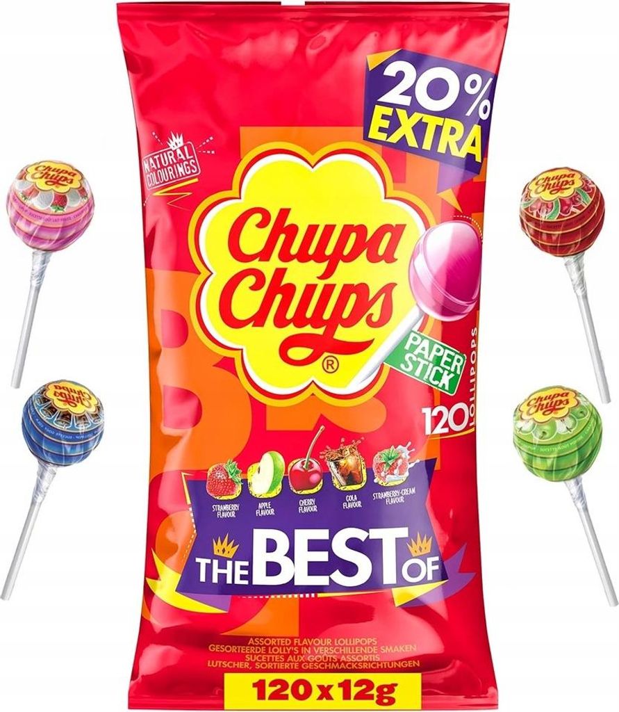 Lizaki Chupa Chups Best Of Smaki Mieszane 120 sztuk Zdjęcie produktu 