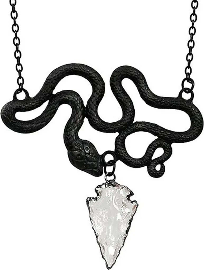 Collana Restyle Entwine Nero: Pendente Serpente con Cristallo Quarzo