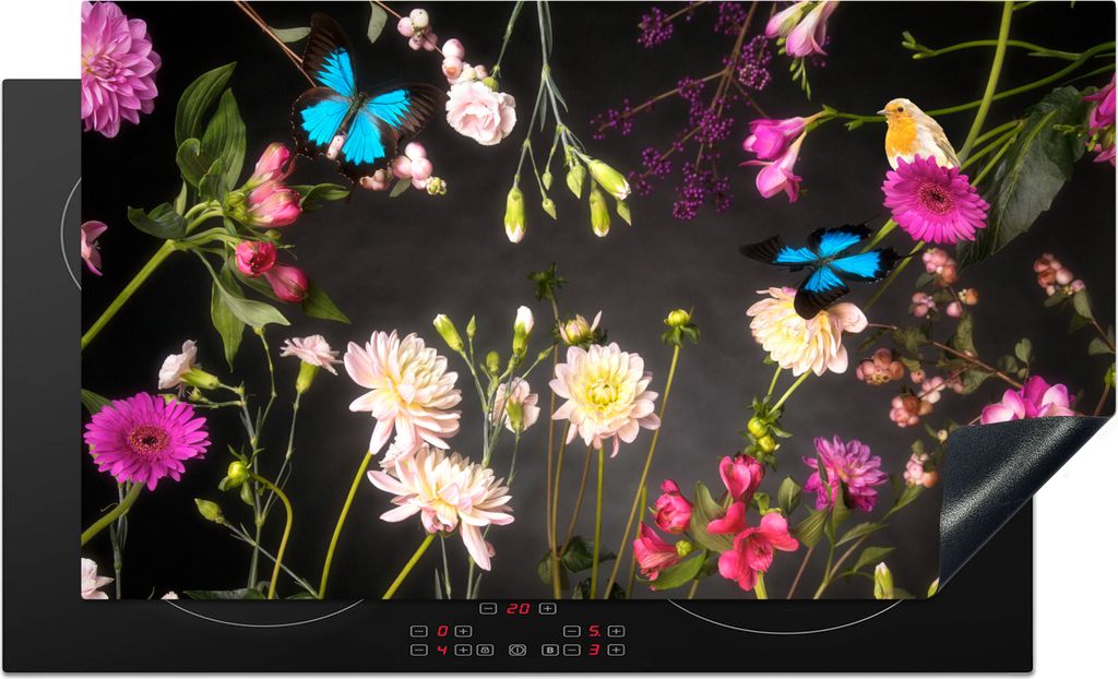 KitchenYeah Herdabdeckplatte Stillleben - Farben - Blumen , 91x52cm, Küche Deko, Ceranfeld Herdabdeckung, Abdeckplatte fùr Kochfeld