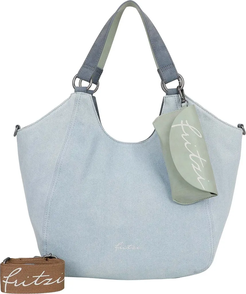 Grand sac shopper en jean bleu clair délavé - Cabas épaule pour femme