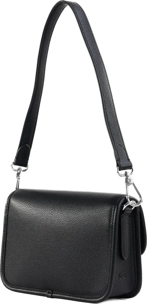 Lacoste Borsa a Tracolla Flap Crossover Bag Nero - Pelle Piqué Originale - 4