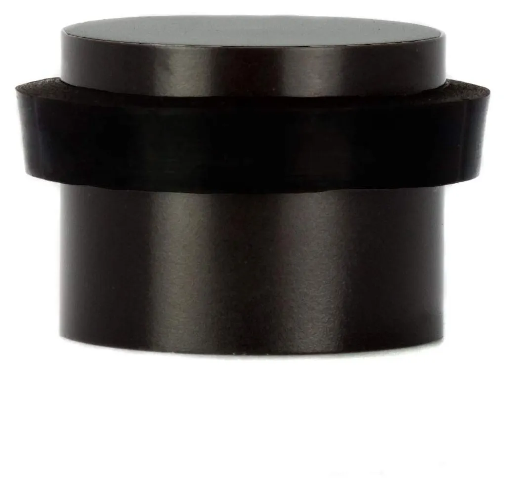 Butoir de porte adhésif en caoutchouc silicone noir et inox brossé