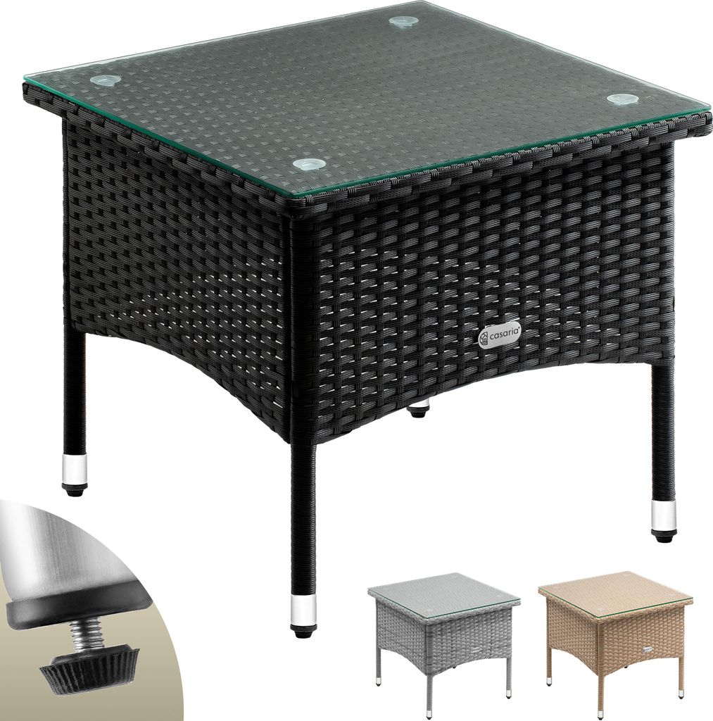 CASARIA® Table d’appoint en polyrotin noir 50x50x45cm Table Image du produit 