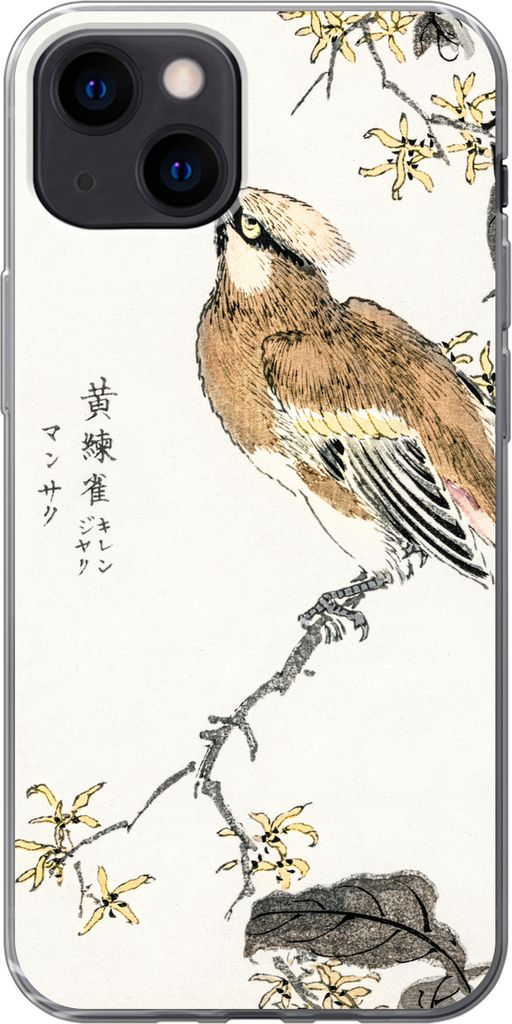 MuchoWow Handyhülle Schutzhülle Hülle für Telefoonhoesje iPhone 13 mini Vintage - Vogel - Japanisch - Schriftzeichen Silikon Softcase Handy H...