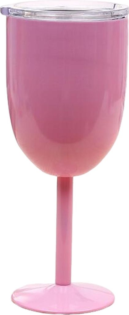 10 oz isoliertes Cocktailglas, doppelwandig, mit hohem Fuß und Deckel, für Cocktails, Wein, kalte Getränke, Weinglas aus Edelstahl