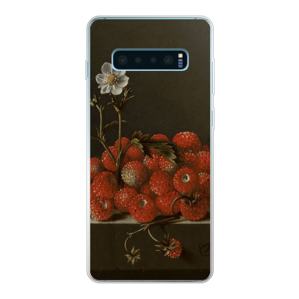 MuchoWow Handyhülle Schutzhülle Hülle für Samsung Galaxy S10 Plus Stilleben mit Walderdbeeren - Gemälde von Adriaen Coorte Silikon Softcase ...