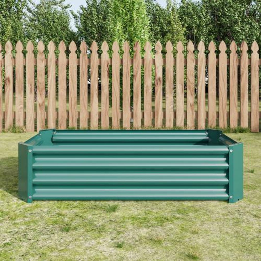 Gruen Hochbeet 120x60x30cm Metall Garten Hochbeet Aus Robustem Stahlblech Ohne Boden Wetterfestes Pflanzenbeet Fuer Gemuese Kraeuter Blumen