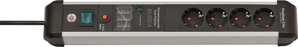Multipresa Brennenstuhl 6 Prese Alluminio PD 30W | Protezione 60kA