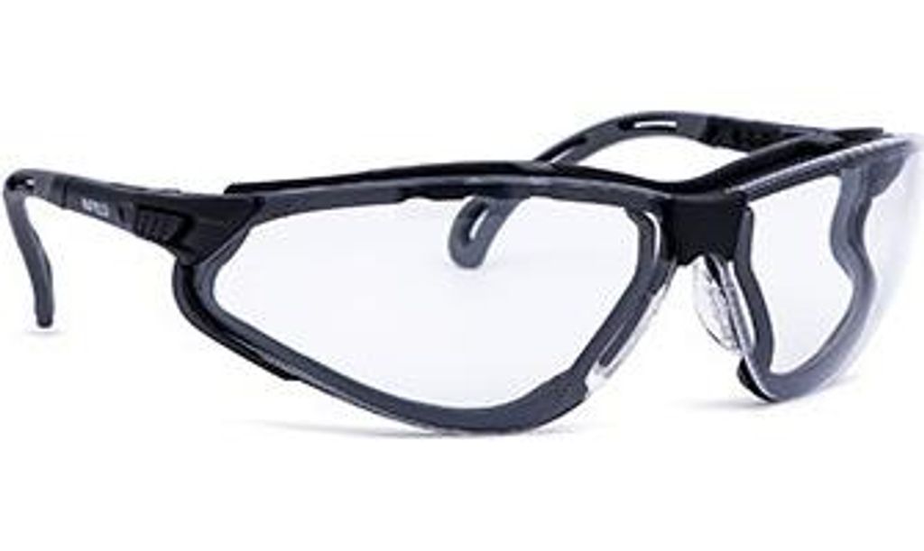 Hochwertige Sicherheitsbrille (45 m/s) mit transparenten Polycarbonatgläsern, beschlagfrei, antistatisch, kratzfest, UV-beständig (1