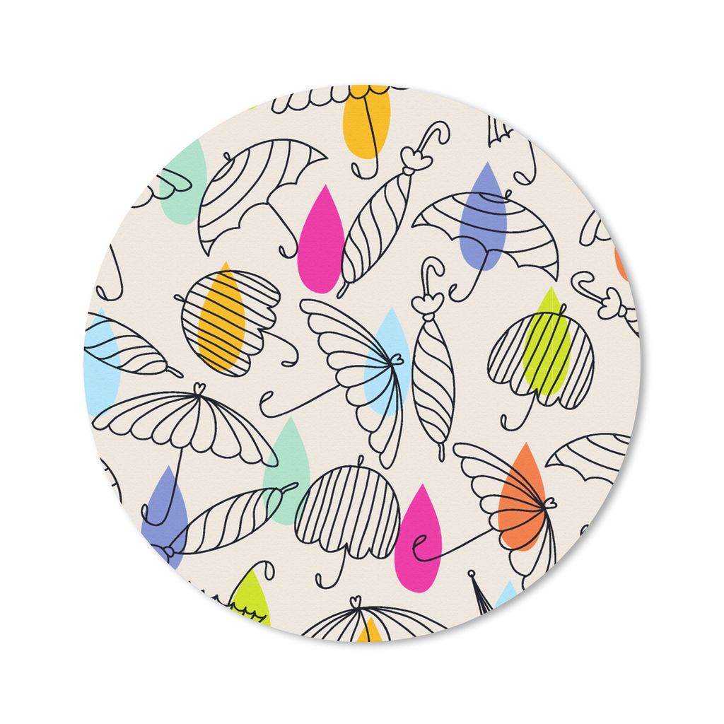 MuchoWow Mauspad Mousepad Pastell - Regenschirm - Muster 50x50 cm - Mousepads - Maus Mat - Pad - Mausunterlage - Vinyl