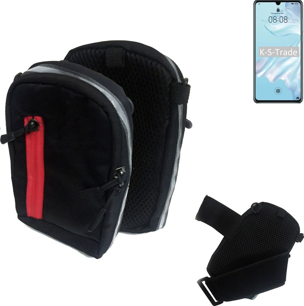 K-S-Trade Outdoor Gürteltasche Holster Umhängetasche kompatibel mit Huawei P30 Pro schwarz Handy Tasche Case travelbag Schutz Hülle Handy Hülle