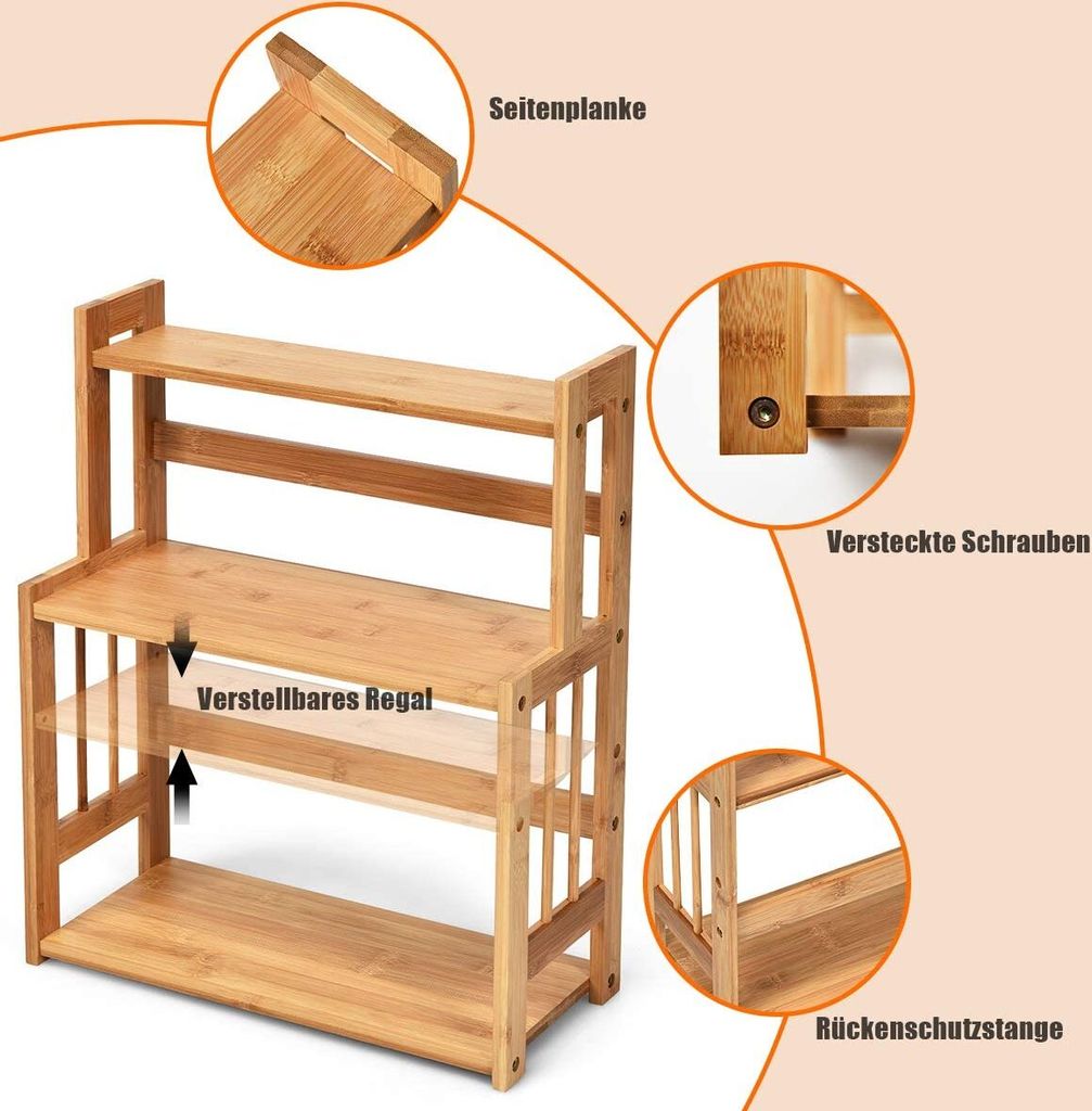 COSTWAY 3-poschodový stojan na korenie s jednou výškovo Obrázok produktu 4