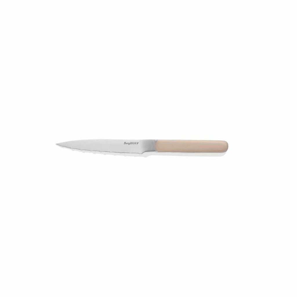 BergHOFF Home Elements Wellenschliffmesser 11,5 cm, Edelstahlklinge, für Brot Tomaten Brötchen, Sand