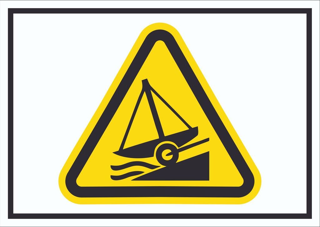 Schild Warnung Bootsrampe Symbol A2 Rückseite selbstklebend
