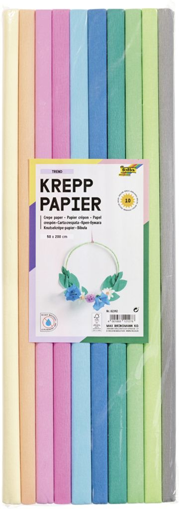 folia Krepppapier-Rollen TREND 500 mm x 2 m sortiert 10 Stück