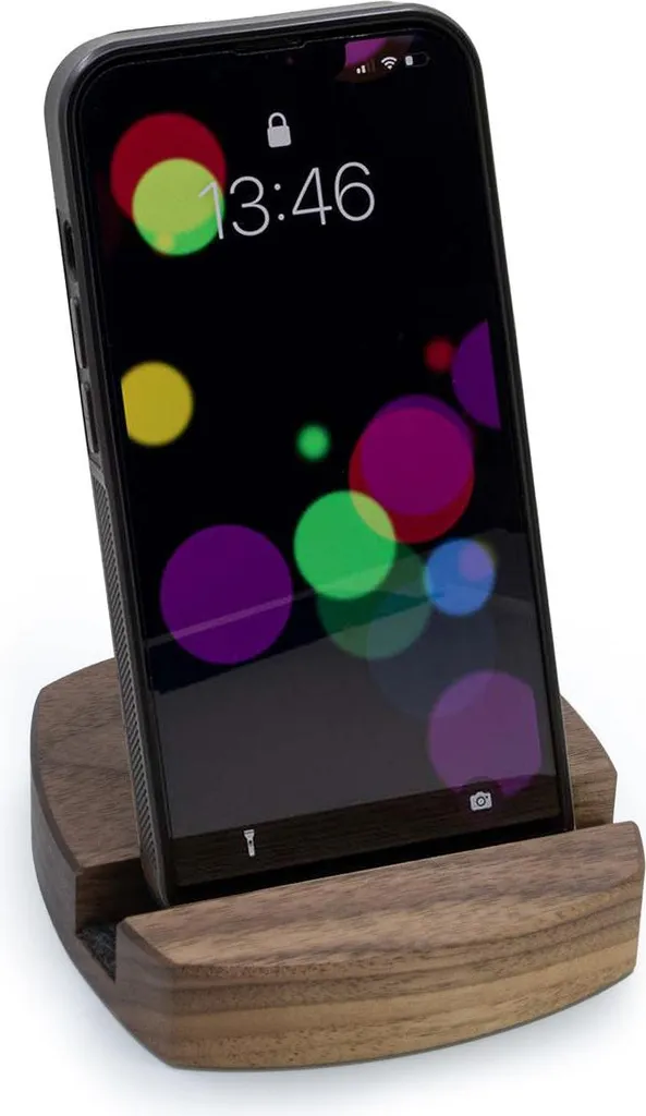 Porte-téléphone organiseur arrondi en Noyer américain véritable - Modèle V1