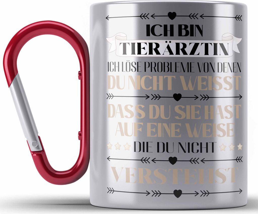 Trendation - Tierärztin Geschenk Lustiger Spruch Geschenkidee Kaffeebecher (Rot)