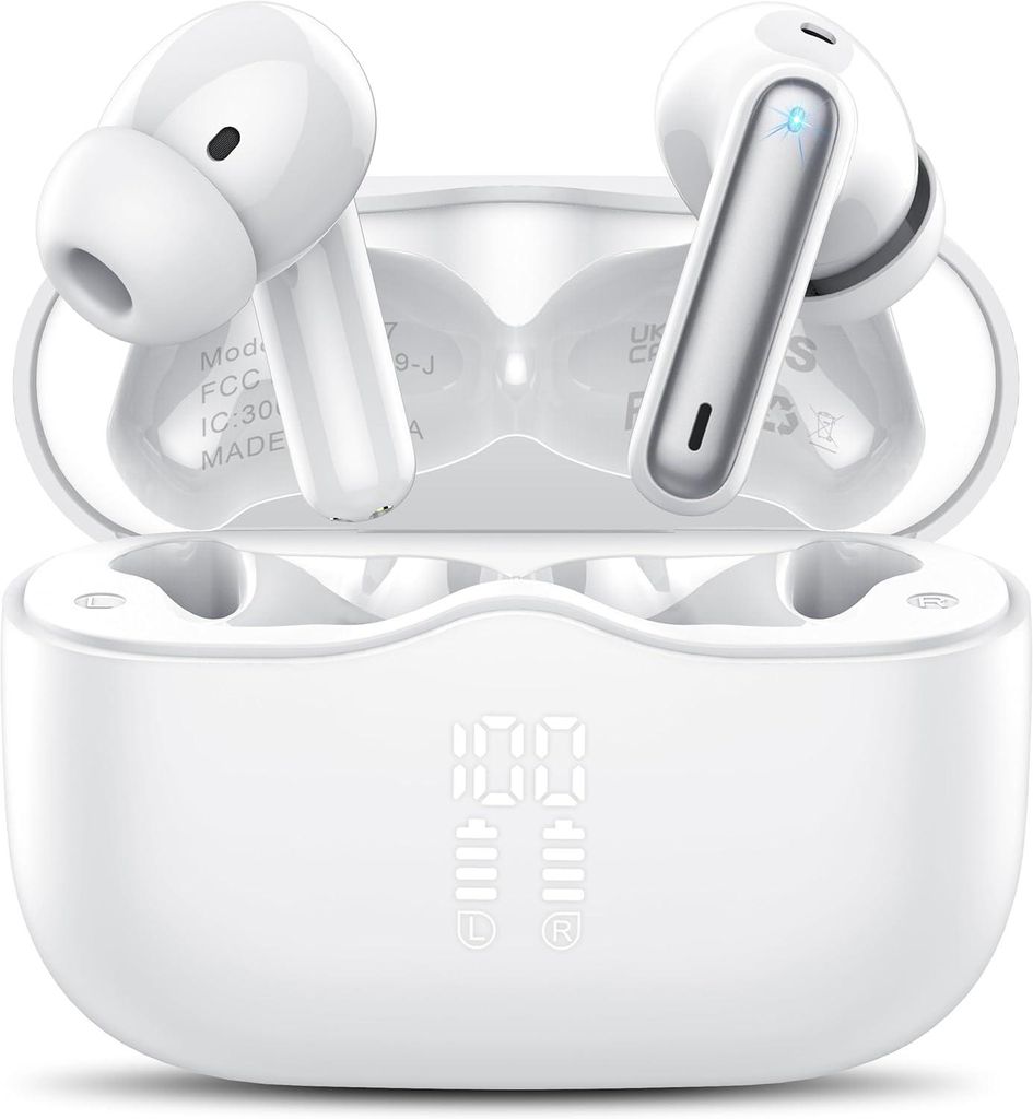 Bluetooth Kopfhörer, Kopfhörer Kabellos Bluetooth 5.4 mit 4 ENC Noise Cancelling Mics, 3D Tiefer Bass, 40Std In Ear Kabellose Kopfhörer IP7 Wass...