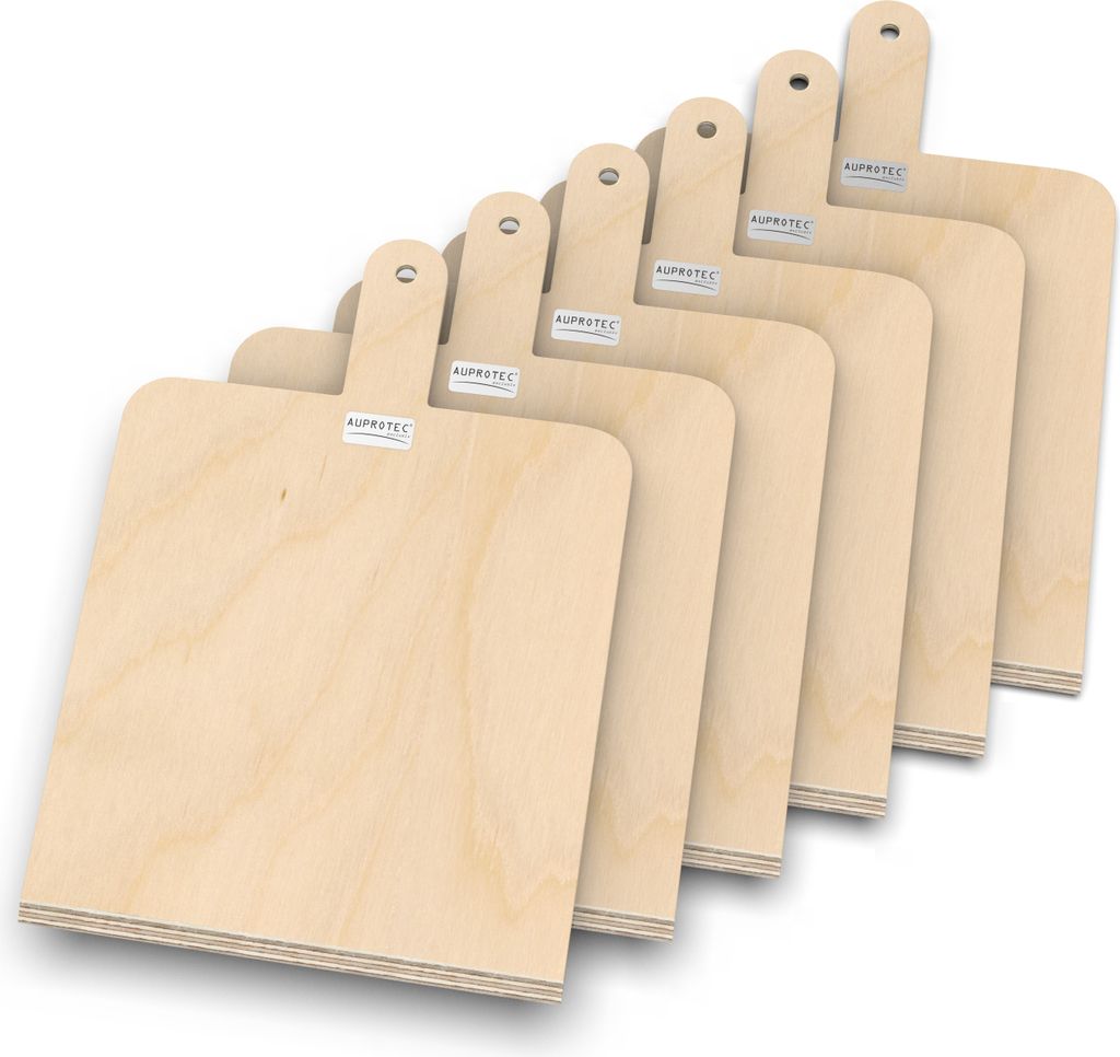 6er Set AUPROTEC Pizzaschaufel Modell Danny: Größe L 32 x 32 cm Holz Pizzaschieber Pizzabrett