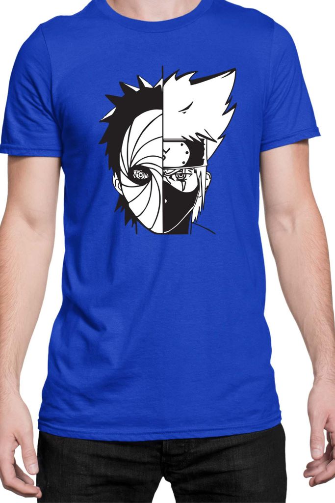 Herren T-Shirt Naruto Kakashi Vs Obito, Man 3XL / Blau