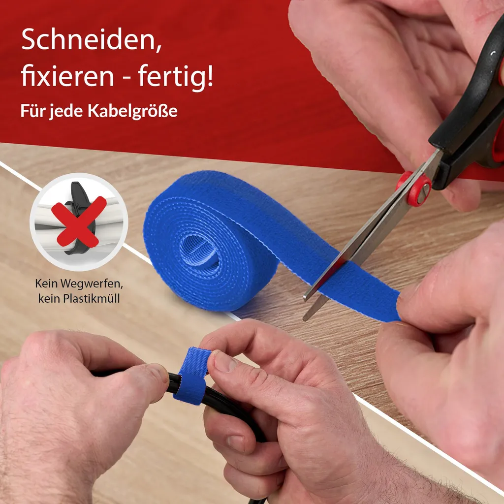 Label-The-Cable LTC PRO 1250 - Rouleau de Velcro double face 25m Bleu - 4