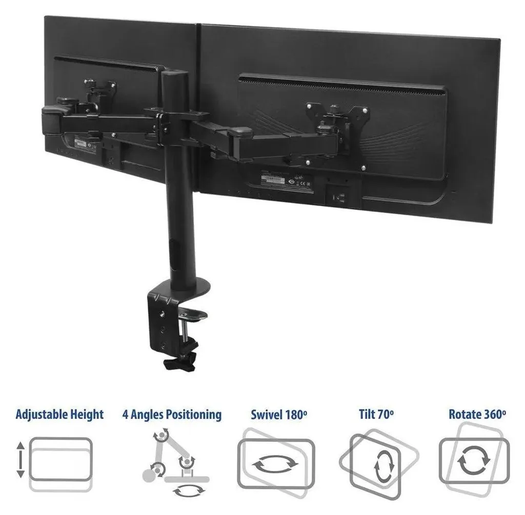 Support double écran 12kg robuste avec inclinaison et rotation - 15