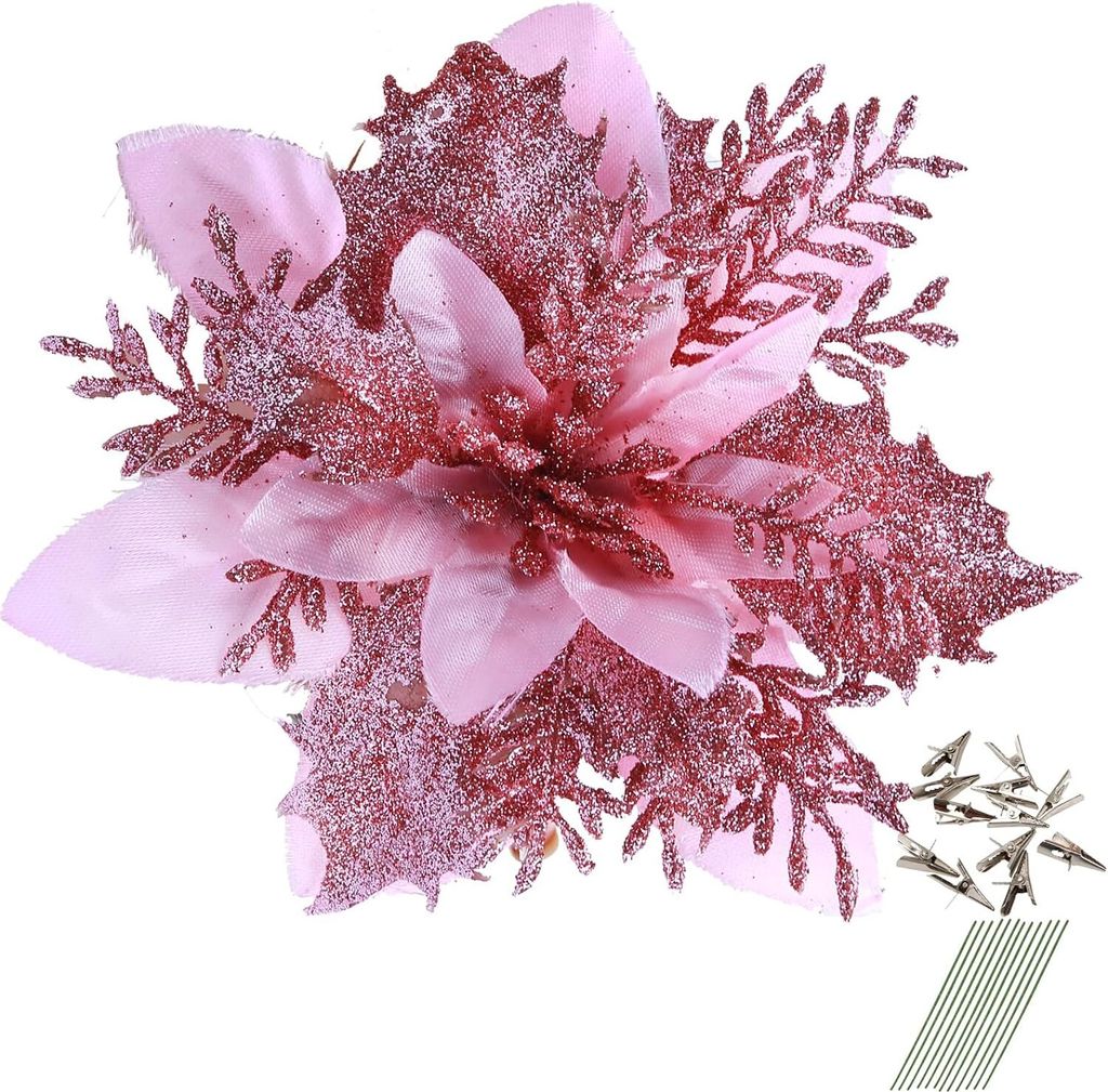 12 Stück glitzernde Weihnachtssterne, 14 cm, künstliche Produktbild 