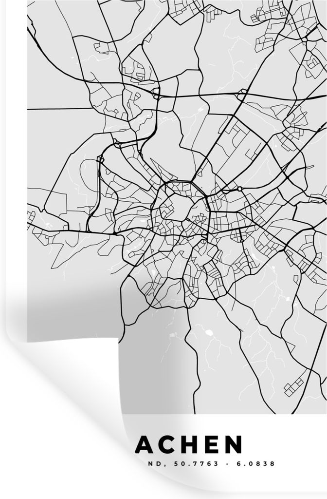 MuchoWow Wandtattoo Wandsticker Wandaufkleber Aachen - Stadtplan - Deutschland - Karte 40x60 cm Selbstklebend und Repositionierbar - Wierderverwe...