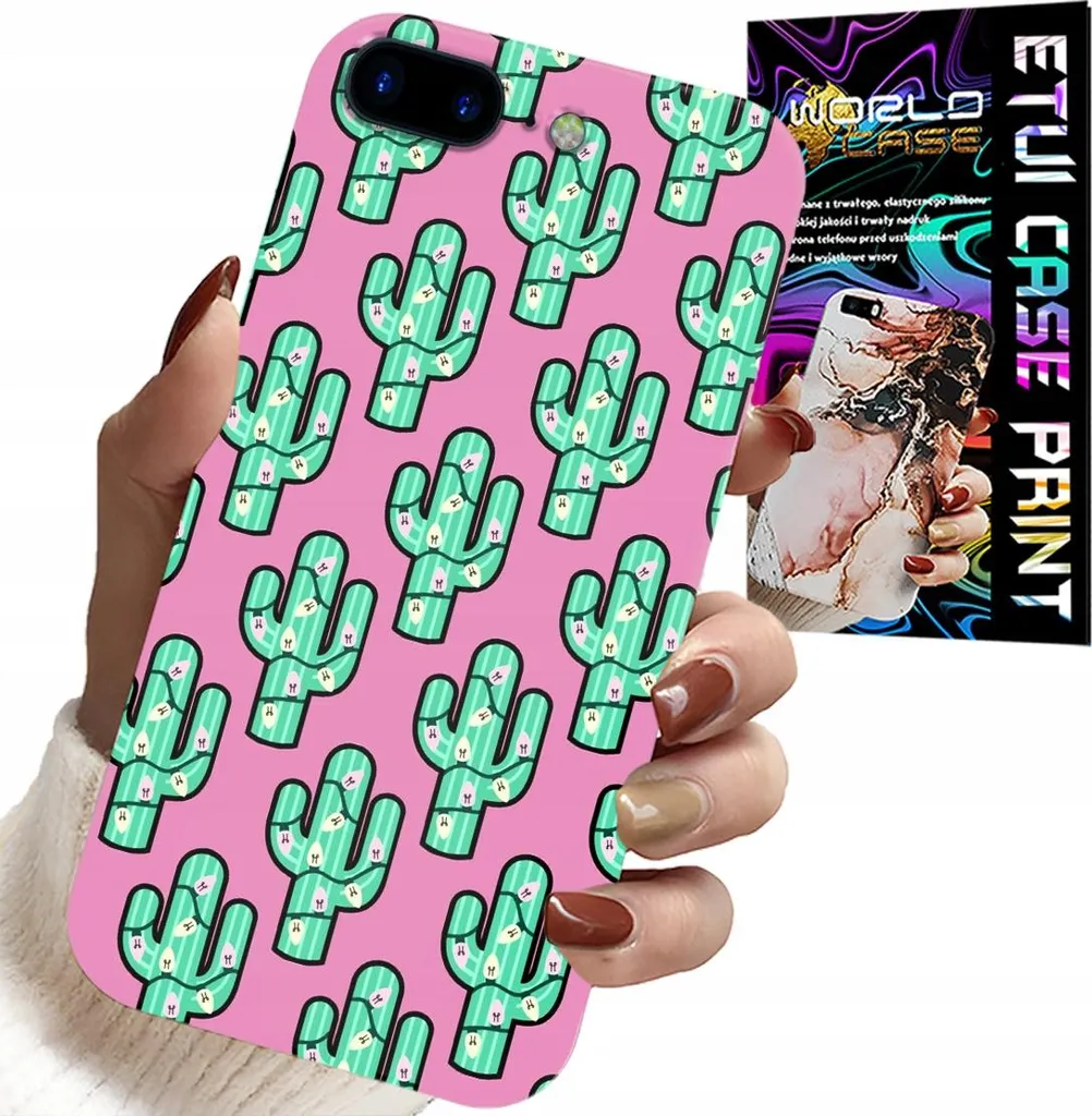 Cover iPhone 7 Plus Cactus Pink Design + Screen Protector Omaggio