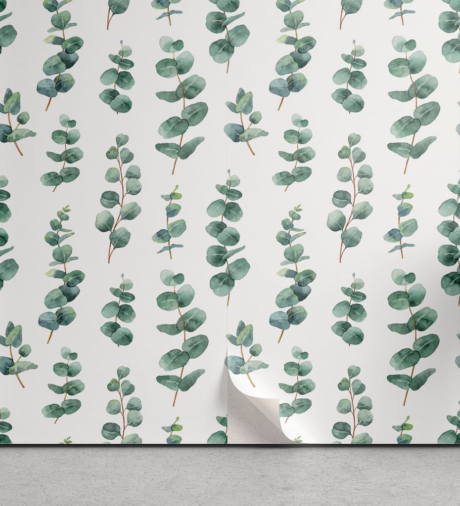 ABAKUHAUS Eukalyptus abziehbare & klebbare Tapete für Zuhause, Aquarell wie Blätter, selbstklebendes Wohnzimmer Küchenakzent, 33 cm x 180 cm, La...
