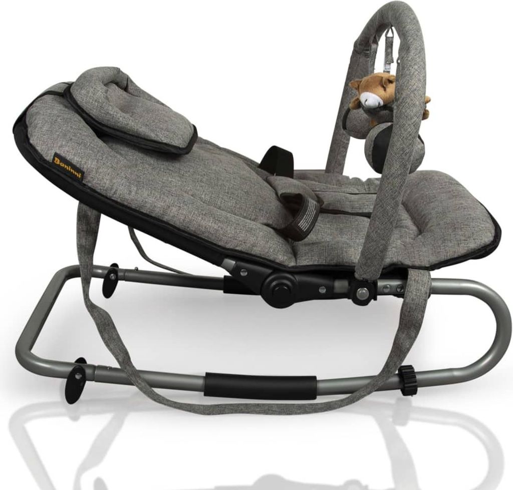 Transat Bébé Baninni Admiro Gris - Fonction Balancelle, Arche De Jeu, Dossier Réglable, 0-6 Mois (9 Kg)