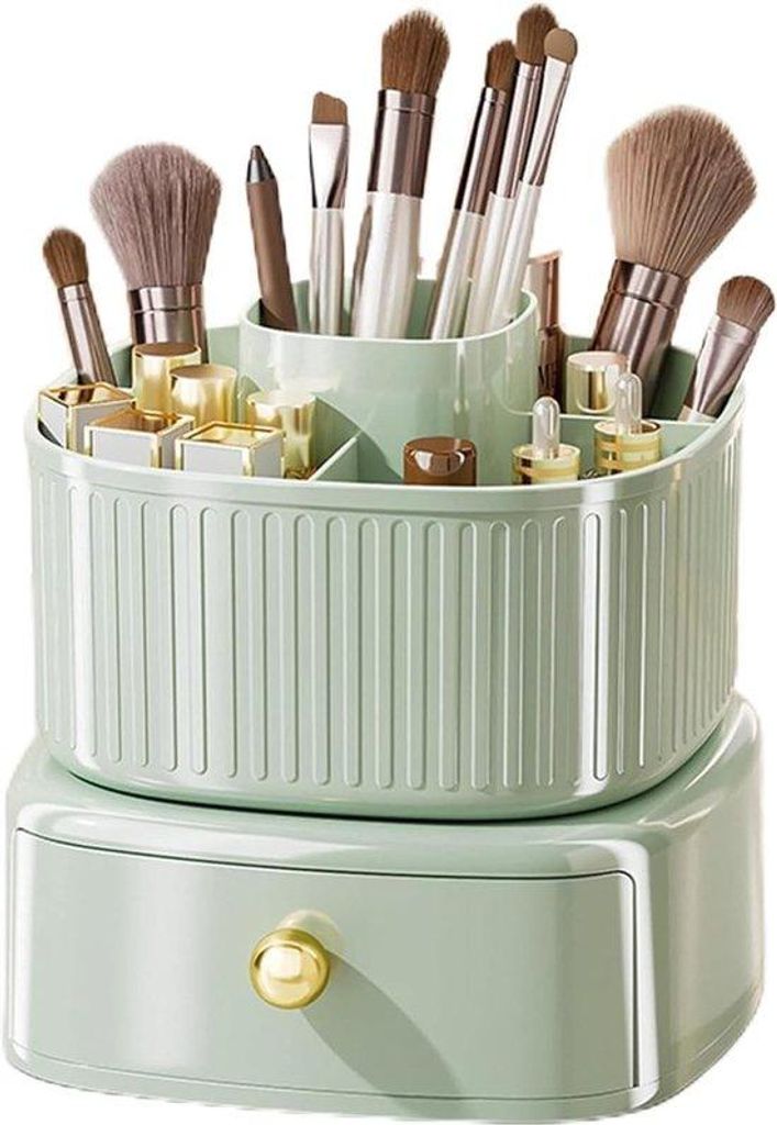 2-lagiger Kosmetik-Organizer, 360-Grad-Rotationskosmetik-Organizer, Kosmetik-Bürstenhalter mit Aufbewahrung, Kosmetik-Regal, Kosmetik-Organizer f...