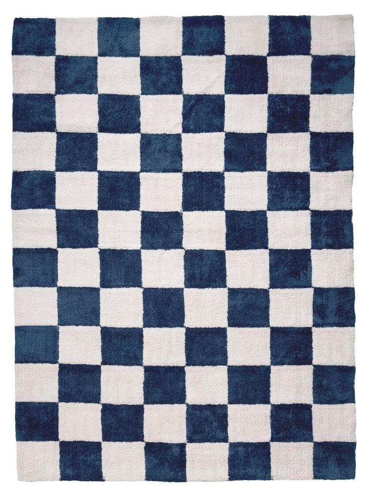 Teppich Kariert - Blox Blau Weiß Produktbild 