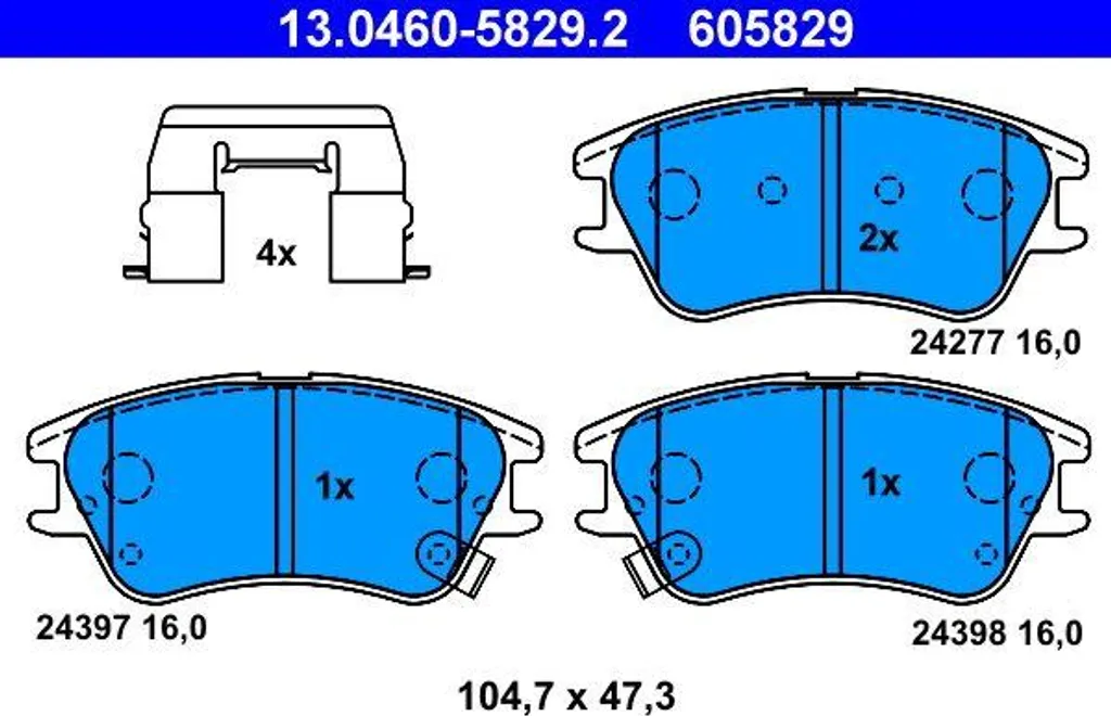 ATE 13.0460-5829.2 Plaquettes de Frein à Disque OE 5810102A10 pour Atos