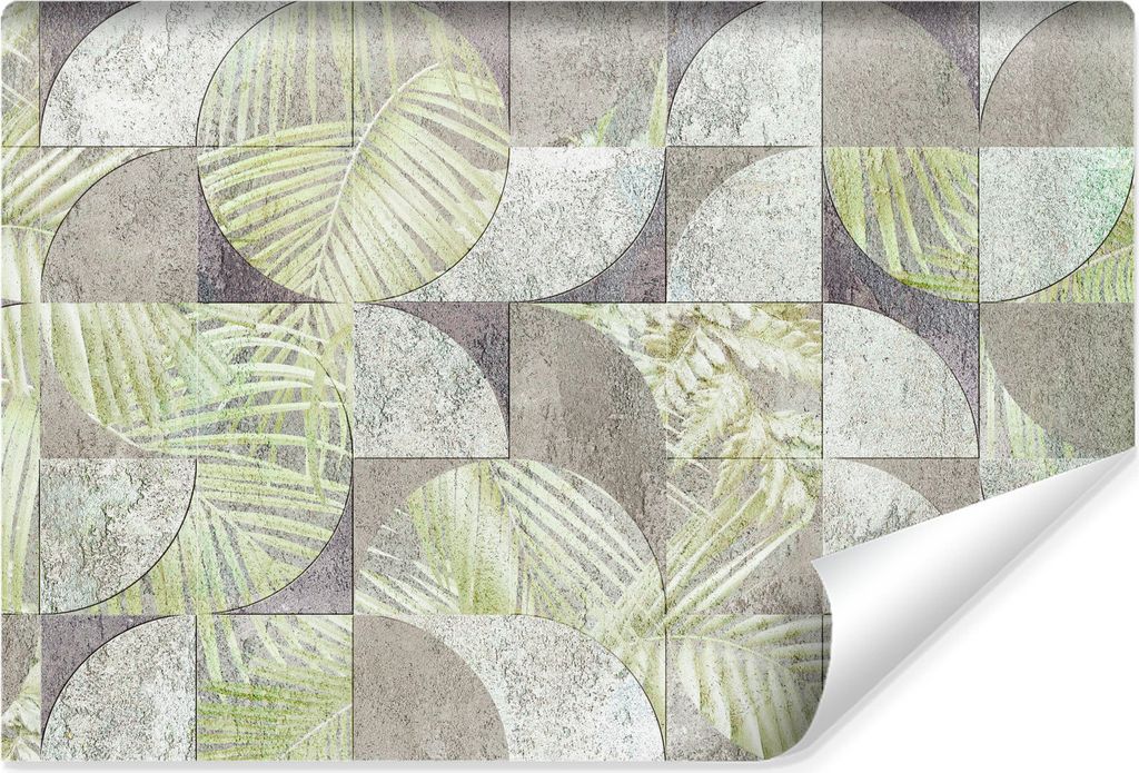 Muralo Vlies Fototapete Für Wohnzimmer ABSTRAKTION Beton Blätter Pflanzen Br. 208cm x Hö. 146cm