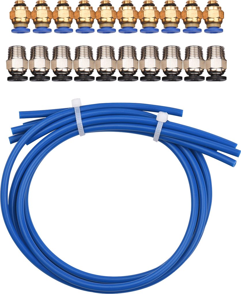 3D Drucker Kit PTFE Schlauch Schlauchleitung 5 Stueck mit 10 Stueck PC4-M6 Fittings und 10 Stueck PC4-M10 Fitting Connector fuer 3D Drucker 1,75mm ...