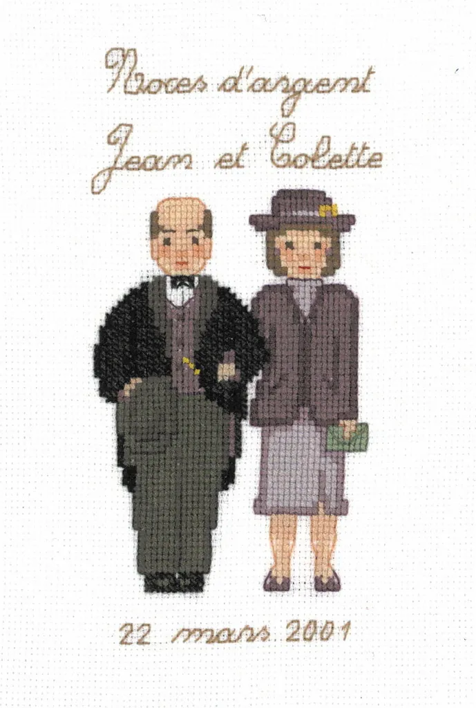 Le Bonheur des Dames kit punto croce "Nozze d'argento", DIY, 10x15cm