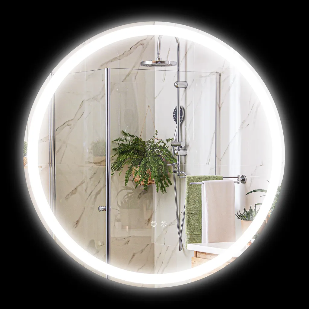 Miroir de salle de bain Ø 60 cm kleankin pour maquillage et soin