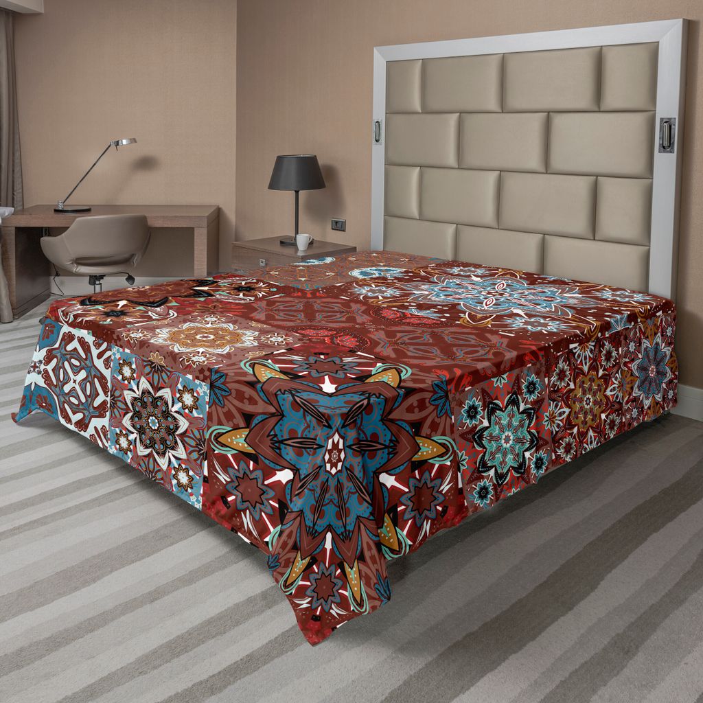 ABAKUHAUS viktorianisch Bettlaken, Klassische viktorianische authentische Blumenmotive und ethnisches Stammes- Mandala-Muster, weiches bequemes obe...