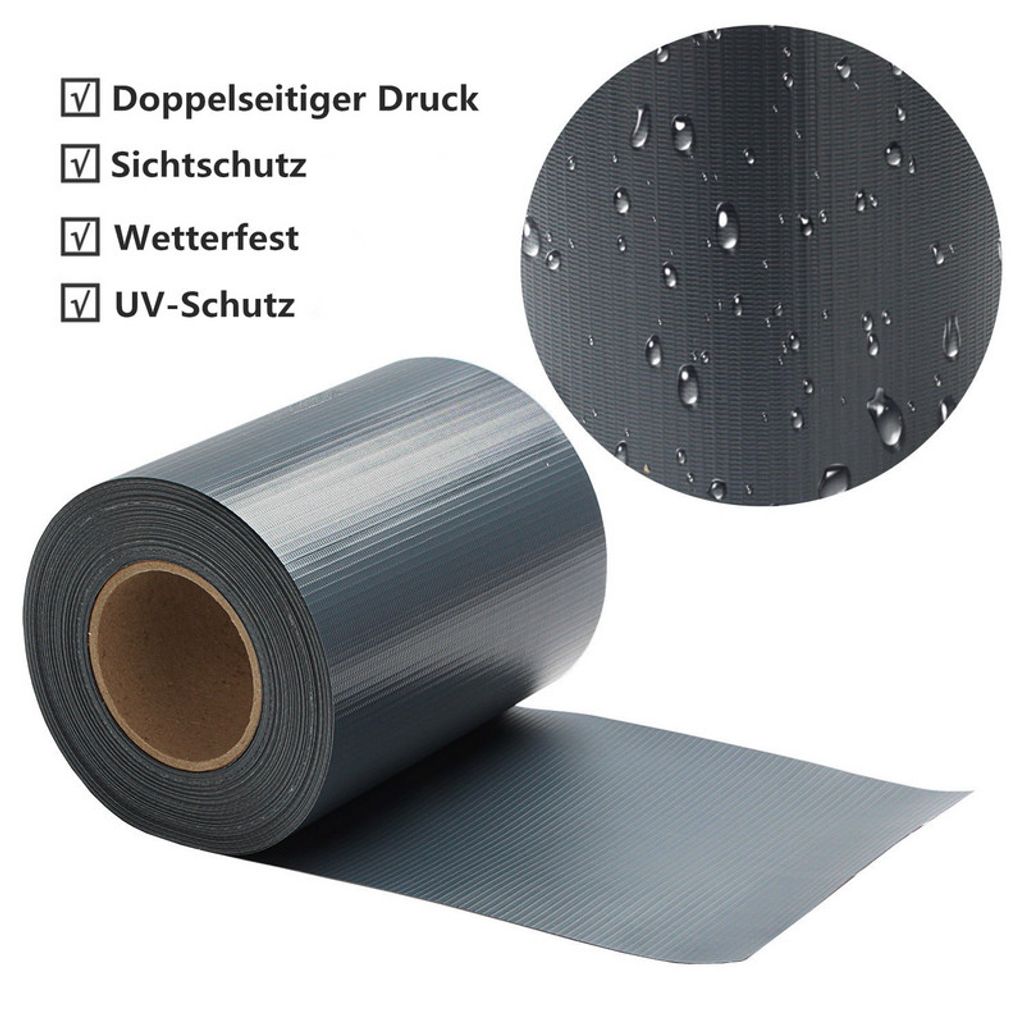 Lospitch Sichtschutzstreifen Balkonsichtschutz Sichtschutzfolie Stabmattenzaun Streifen UV-bestädig Doppelstabmatten, Anthrazit, 35m