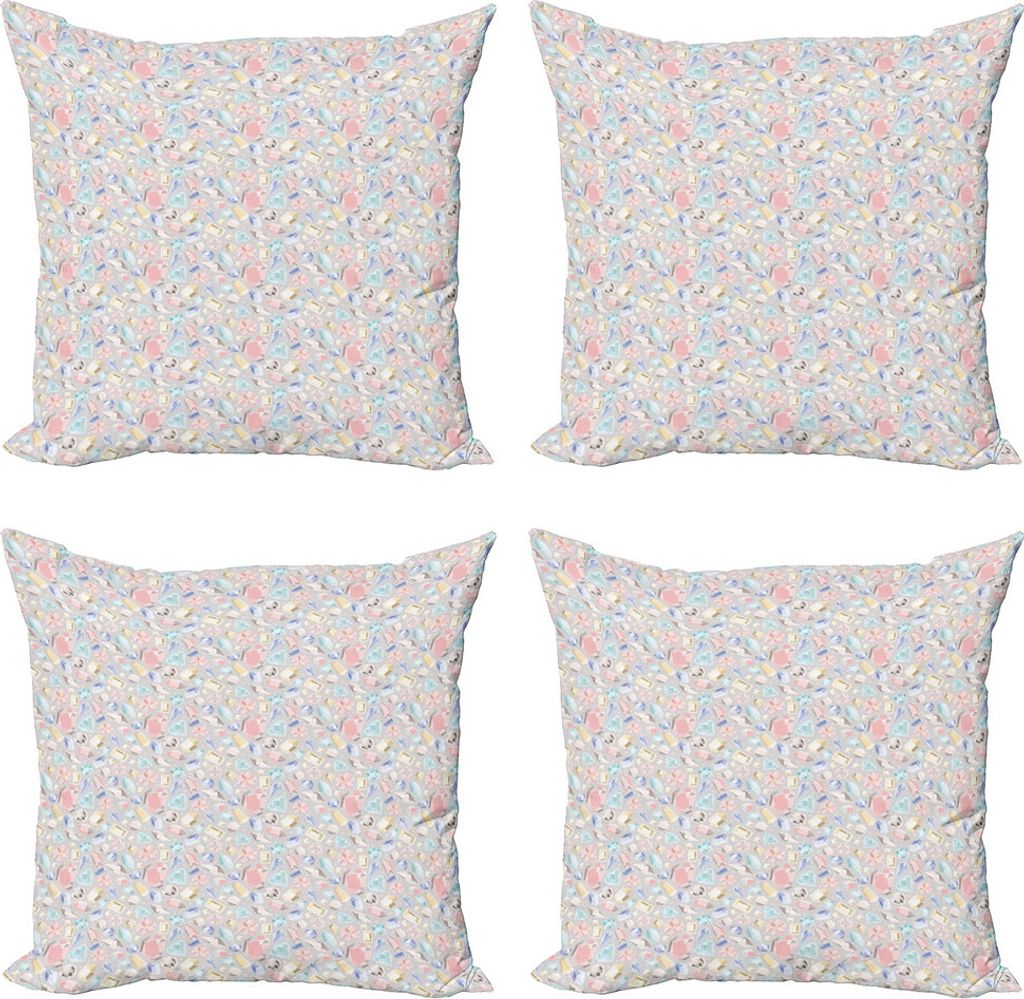 ABAKUHAUS Diamanten Kissenbezug Set (4 Stück), Pastell Verschiedene Rocks, Moderner Doppelseitiger Digitaldruck, 45 cm x 45 cm, Mehrfarbig