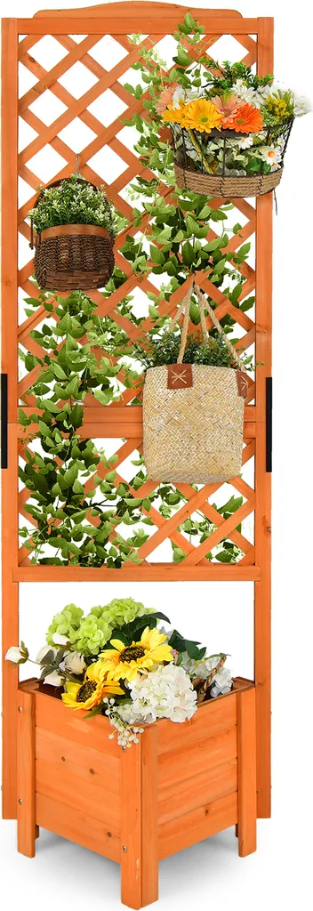 Pot de fleurs avec treillis pour balcon et terrasse en bois résistant